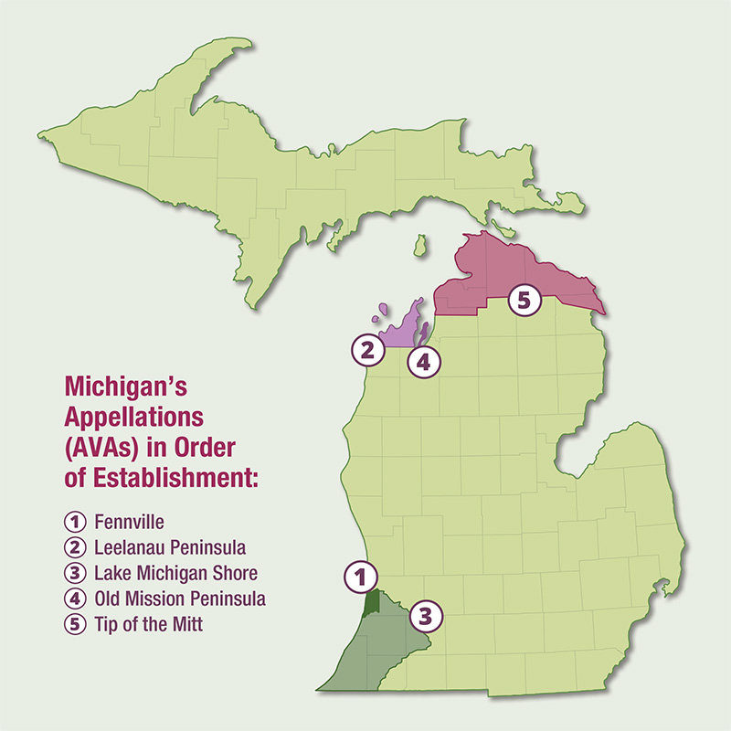 Michigan has five American Viticultural Areas