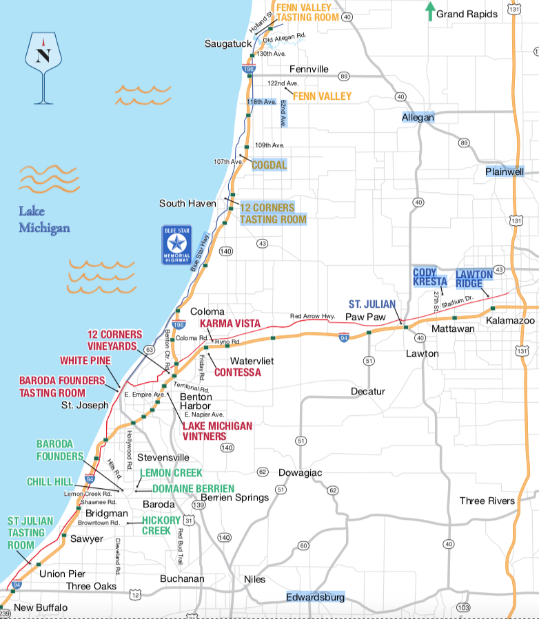 Lake Michigan Shore Wine Trail Updates Website, Map - Michigan Wine Country