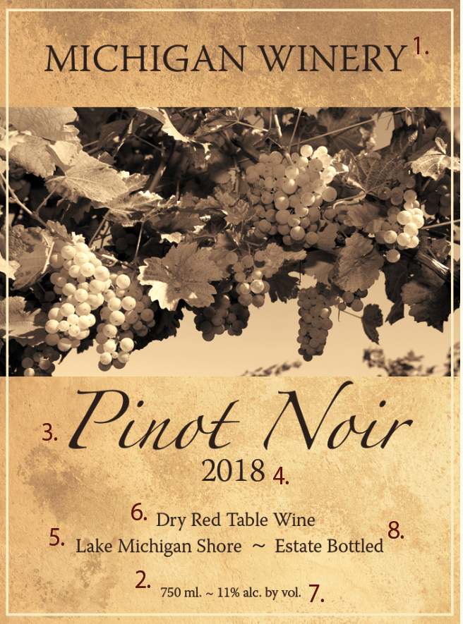 A wine label with markings that identify how to read it properly