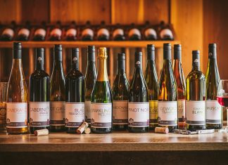 Twelve bottles of Shady Lane Cellars' wine
